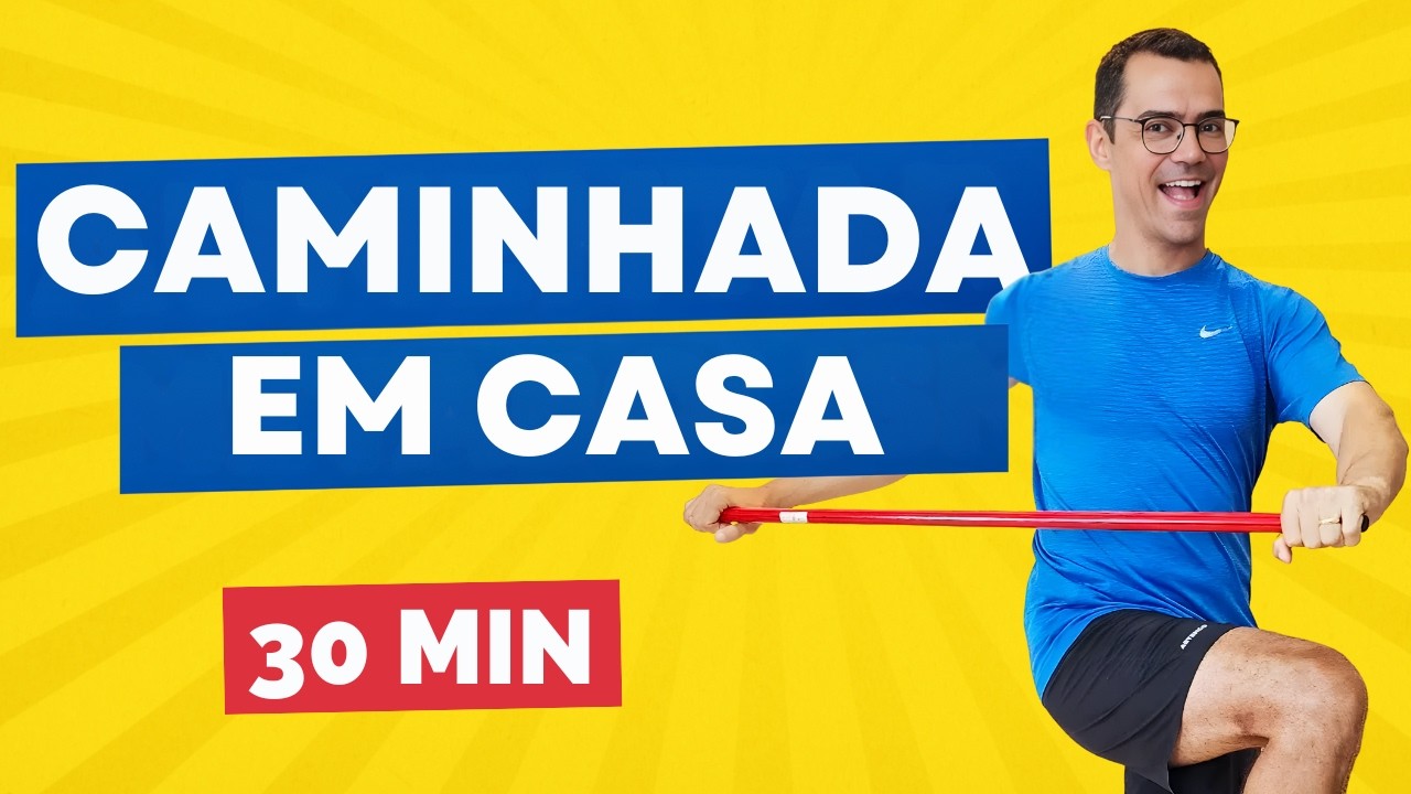ELIMINE a BARRIGA Rápido | Caminhada em Casa com Bastão 30 Minutos