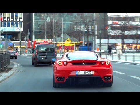 Ferrari F430 drive by using just 1st and 2nd Gear - Sound + Acceleration + Exhaust City Part 2
