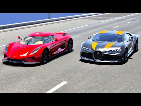 Bugatti Chiron Super Sport 300+ vs Koenigsegg Regera with F1 2004 Engine - Drag Race 20KM