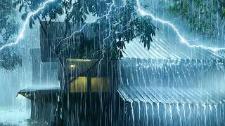 Rain Sounds Lull You to Sleep😴Heavy Rainfall on Metal Roof & Strong Thunder | White Noise for Sleep