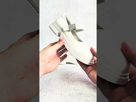 Туфли для девочки на лепучке белые нарядные стелька кожаная с супинатором Размеры 31-36 - фото 1 - id-p3007480232