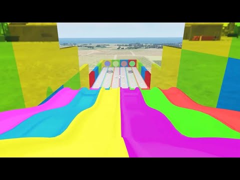 Big & Small & Disney Cars vs Slide colors with Portal Trap BeamNG.Drive