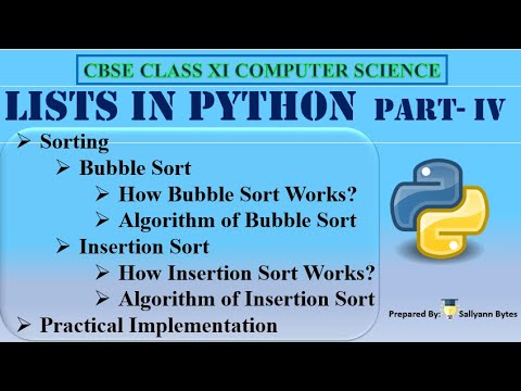 Lists In Python Part 4 Python Lists Sorting Techniques Cbse Class 11 Computer Science