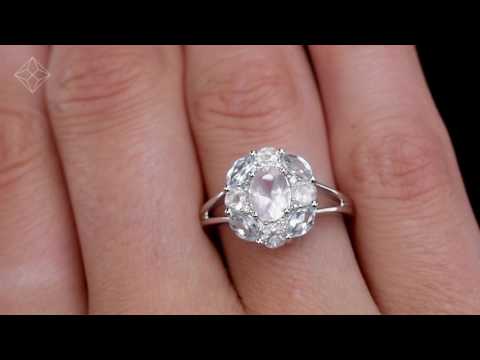 Stellato Collection Rose Quartz Blue Topaz and Diamond  Ring In 9k White Gold - E5982