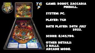Robot - Zaccaria Pinball - Arcade mode, 3 balls - 8,145,790 points.