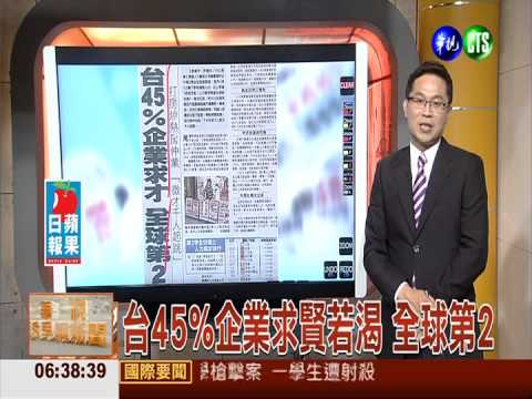 台45%企業求賢若渴 全球第2