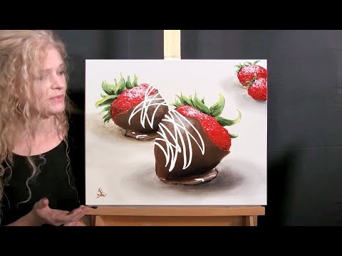 Learn How to Paint "CHOCOLATE COVERED STRAWBERRIES" Easy Acrylic Painting Tutorial