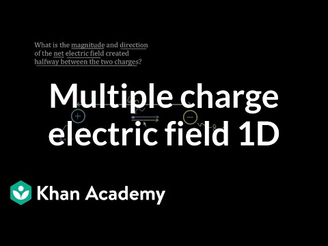 Net electric field from multiple charges in 1D | Physics | Khan Academy