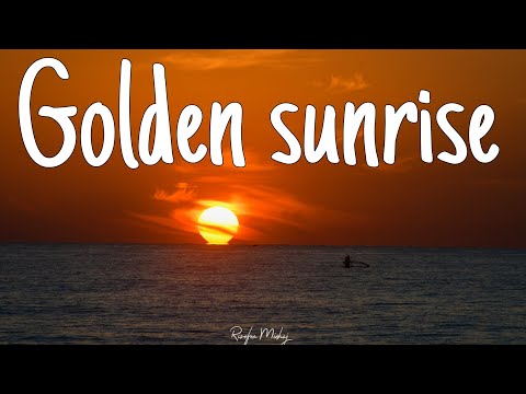 4K Golden sunrise | Relaxing sea ocean waves sound | No music