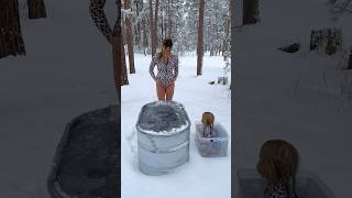 She said it was cold 🥶 #icebath #icequeen #coldplunge #pregnant #ice #mom #winter #snow #pregnancy