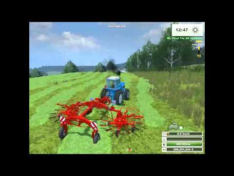 Farming simulator 2013 mowing the grass and balling part 1