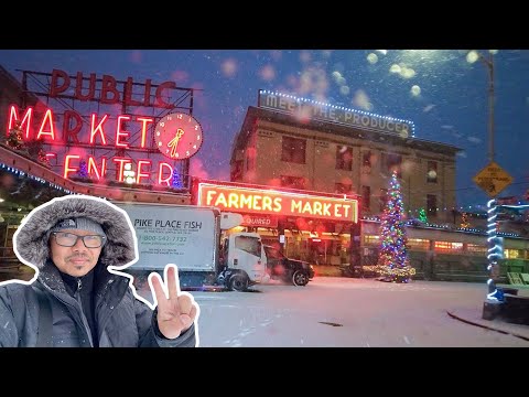 Driving In Seattle Snow 12-26-21 | Pioneer Square + Pike Place Market | Mission COFFEE! ❄️☃️☕️