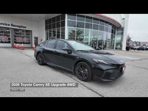 2026 Toyota Camry SE Upgrade CVT AWD in Black for sale at Aurora Toyota in Aurora, ON