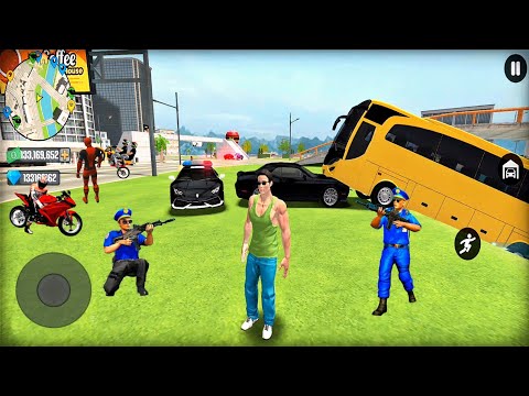 US Police Car and Public Transport Bus Driving in Open World Game #3 - Android Gameplay