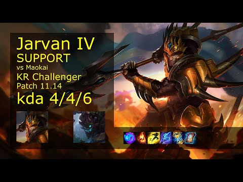 Jarvan IV Support & Jhin vs Maokai & Aphelios - KR Challenger 4/4/6 11.14 // [롤] 자르반 4세 vs 마오카이 서폿