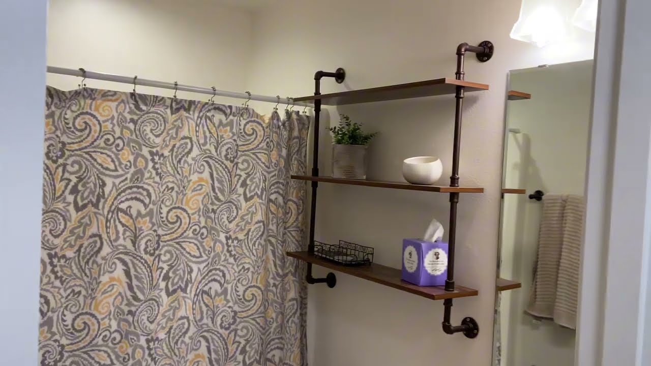 Helsin 3 tier industrial pipe rustic wood floating shelves #shelves #shelving #homedecor