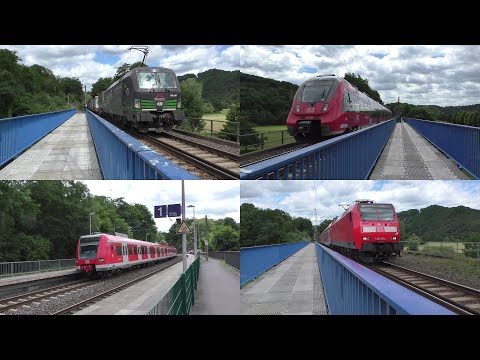 Bahnverkehr in Merten(Sieg) mit TX 193 264 ,,Born to Rail'', Br 146+Dostos, Talent 2 und S-Bahn