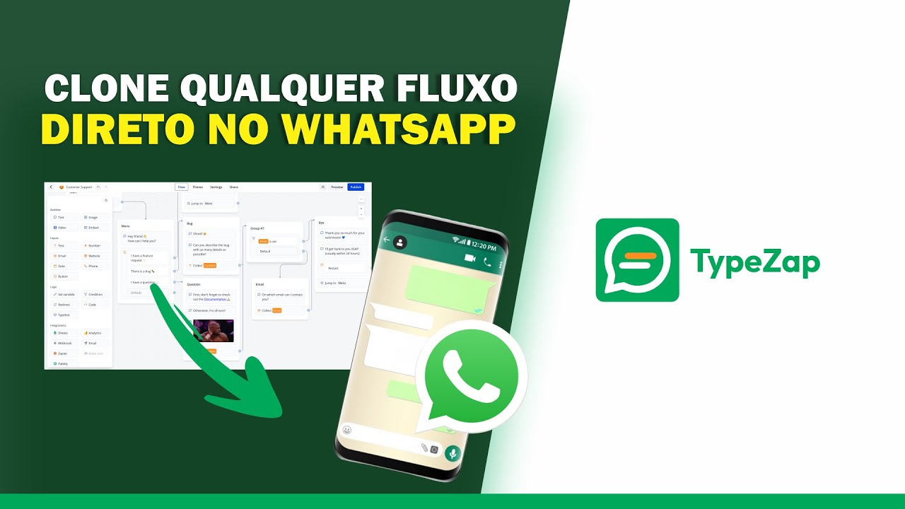 Clone fluxos do Typebot diretamente no WhatsApp com a extensão do Typezap
