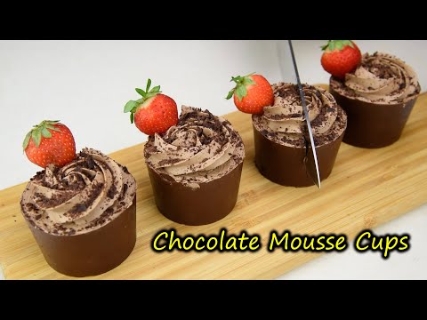 Chocolate Mousse Cups 🎈~Easy dessert Recipe~No bake dessert @thefreshplate06