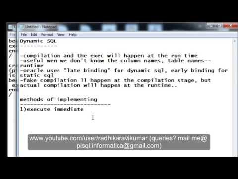 Plsql Dynamic Sql Part 1