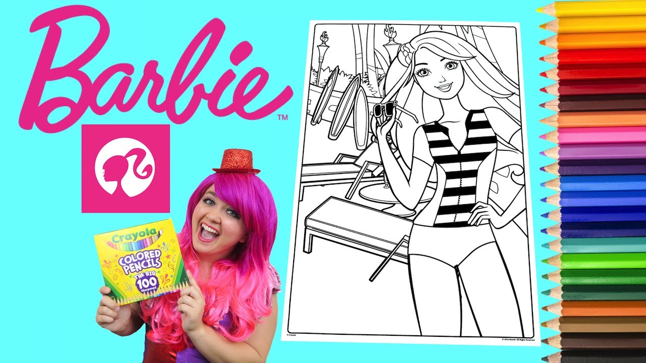 Coloring Barbie Surfer GIANT Coloring Book Page Colored Pencil Prismacolor | KiMMi THE CLOWN