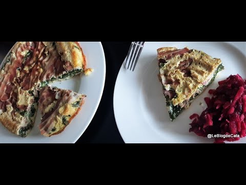 Quiche tatin d'épinard, lard et chèvre/ Tartă rasturnată de spanac cu bacon si brânză de capră