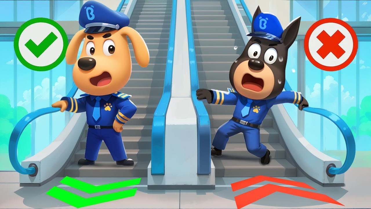 Escalator Mall Adventure | Useful Story | Safety Rules for Kids | Sheriff Labrador