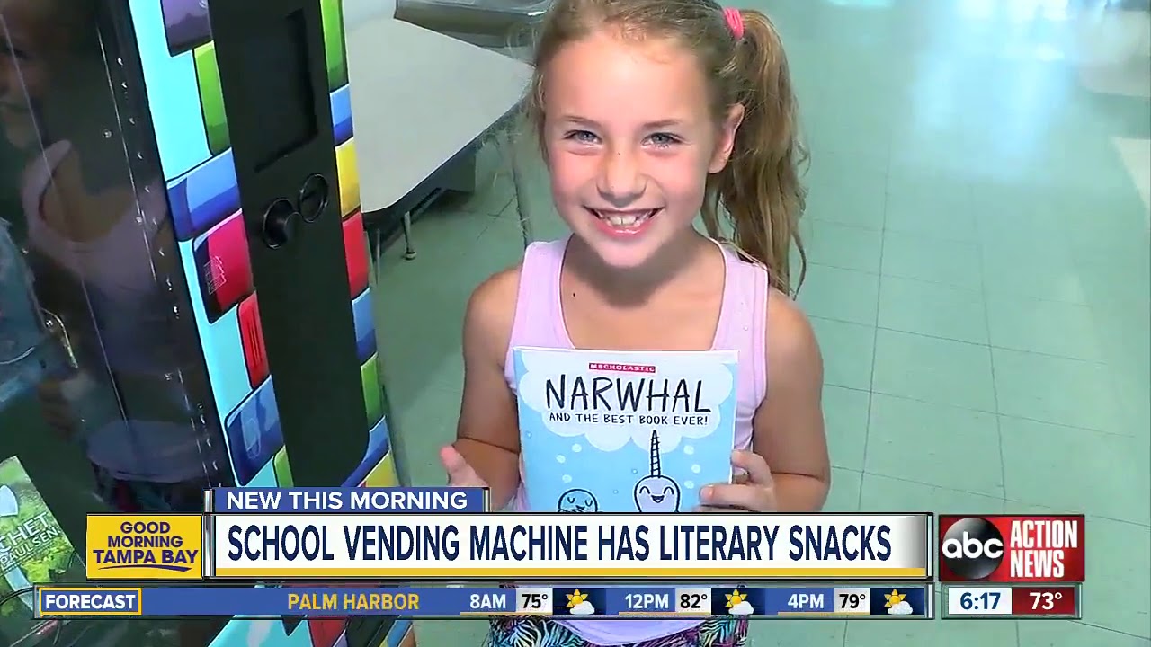Watch on YouTube: ABC WFTS Florida News - Inchy the Bookworm Book Vending Machine