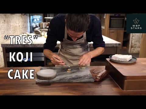 KOJI CAKE with blackened GOOSEBERRY CHORIZO at Tres in Rotterdam by Chef Michael van der Kroft