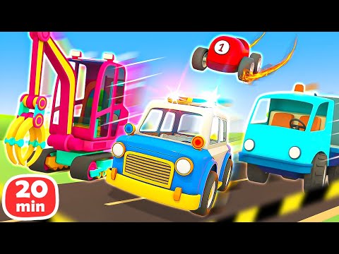 Helper cars on the mission! Emergency vehicles, cars and trucks are rushing to their friends.