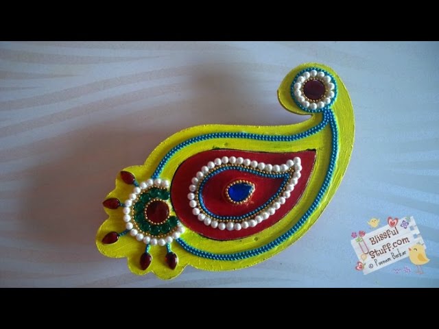 How to make Kundan rangoli design on kumkum box by Poonam Borkar