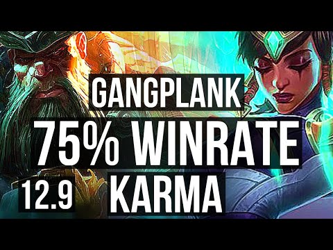 GANGPLANK vs KARMA (TOP) | 75% winrate, 6 solo kills, Godlike, 14/4/7 | NA Master | 12.9