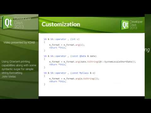 QtDD13 - John Melas - Using QVariant printing capabilities for simple string formatting