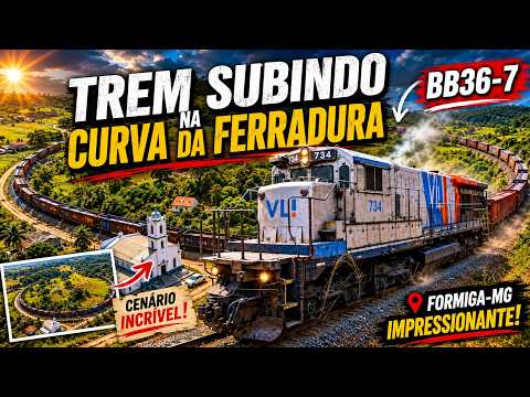 TREM GIGANTE CONTORNANDO A CURVA DA FERRADURA | IMAGENS DE DRONE