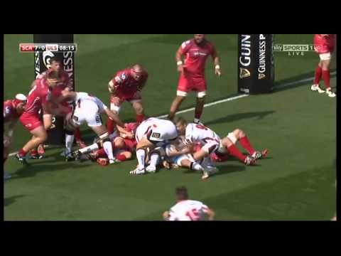 Scarlets v Ulster 06/09/2014 Franco van der Merwe Try