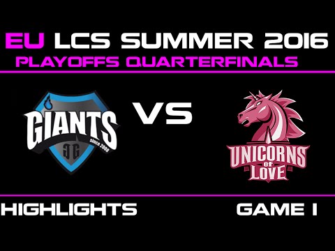 GIA vs UOL Game 1 highlights EU LCS 2016 Quarterfinals | Giants vs Unicorns Of Love