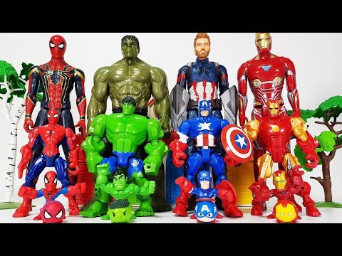 Avengers Smaller -  Bigger Transformation, Go-! Hulk, Iron man, Spider Man, Captain America