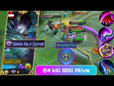 THIS NEW DYRROTH ONE SHOT COMBO IN SEASON 21 | GLOBAL DYRROTH NEW HACK BUILD WITH 24 KILLS | MLBB