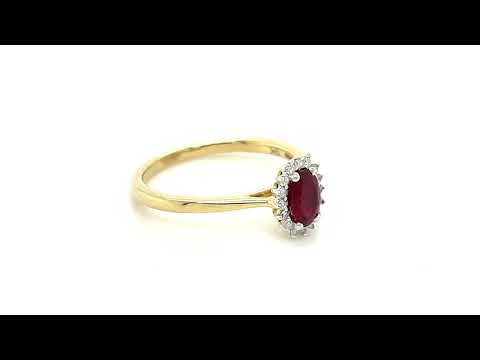 Ruby 0.50ct and Diamond 0.10ct Ring In 9K Yellow Gold
