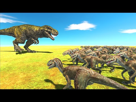 T-REX vs 1000 Velociraptors - Animal Revolt Battle Simulator