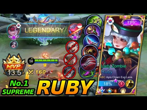 Ruby Lady Zombie Legendary with MVP 13,5 Points! - Supreme No.1 Ruby Apis Clown Exp Lane. - MLBB