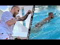 JAKE PAUL FIRST LOOK TRAINING FOR TYRON WOODLEY REMATCH; JUMPS IN POOL AFTER WORKOUT