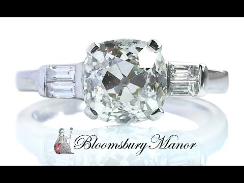 Antique 1.73ct J/SI1 Old Cushion Cut Diamond Engagement Ring in 18k Gold