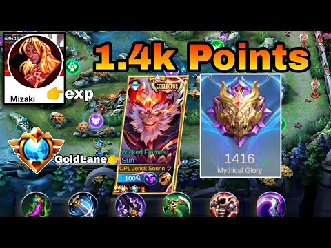 Mizaki X Jericksonnn Ranked up Sun Rotation Gold Lane No death | Gameplay Sun - MLBB