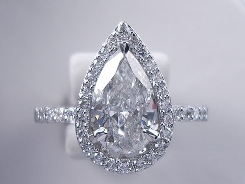 2.52 ctw Pear Shape G SI2 Diamond Engagement Ring - BigDiamondsUSA