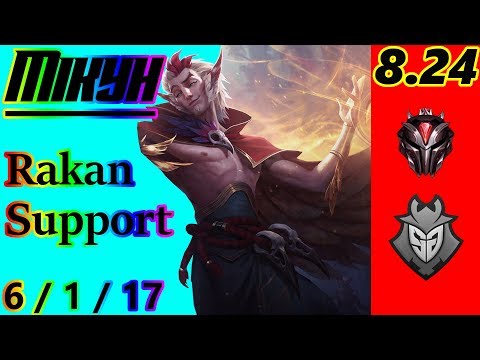 G2 Mikyx as Rakan Support - S8 Patch 8.24 - EUW Grandmaster - Full Gameplay