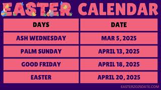 Easter 2025 Date: Complete 4-Day Easter Calendar