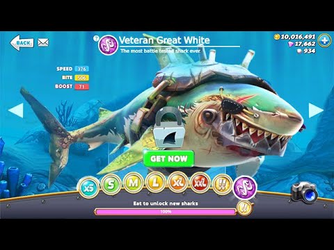 NEW VETERAN GREAT WHITE UNLOCKED + GIVEAWAY!!! (HUNGRY SHARK WORLD)
