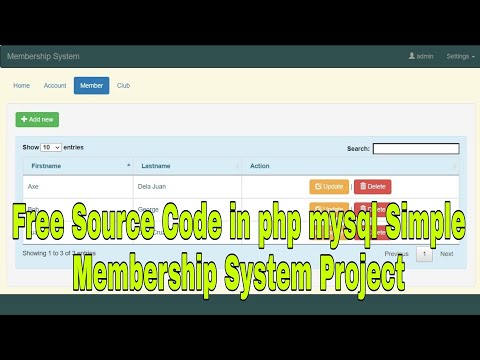 Free Source Code in php mysql Simple Membership System Project