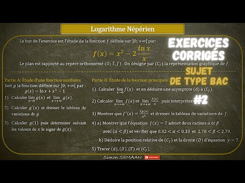 SUJET DE TYPE BAC 2 - Fonction Logarithme Népérien - Exercice corrigé 2